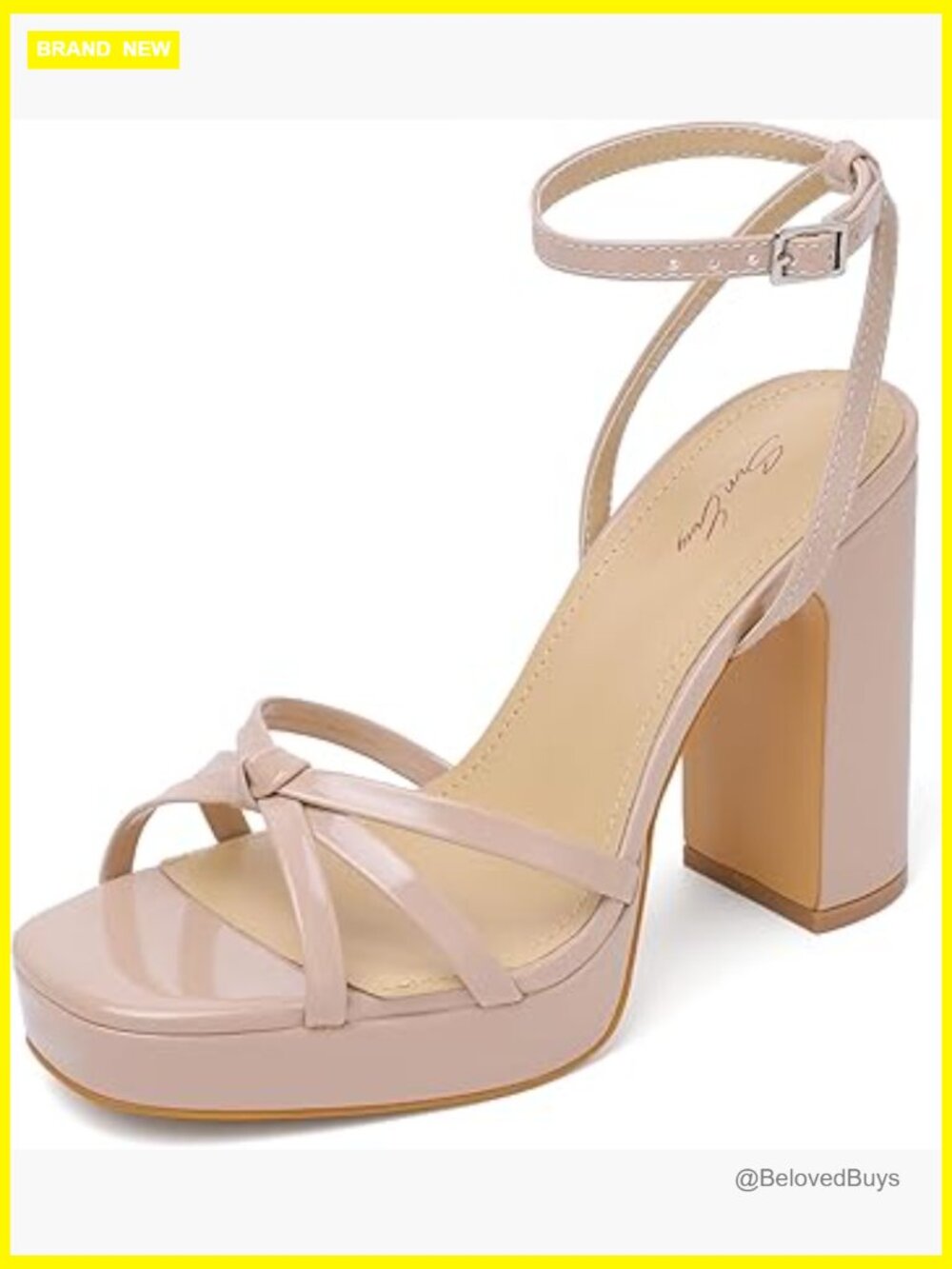 Strappy Platform Heels Chunky Square Open Toe Block Heeled Sandals for Prom